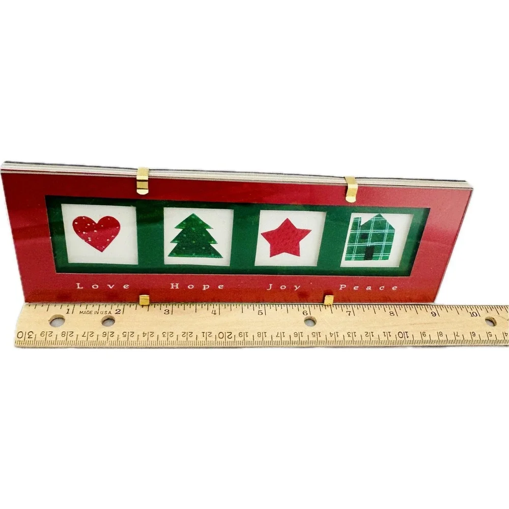 Hallmark Heart Gallery Christmas Tabletop Glass Frame Love Hope Joy Peace in Box